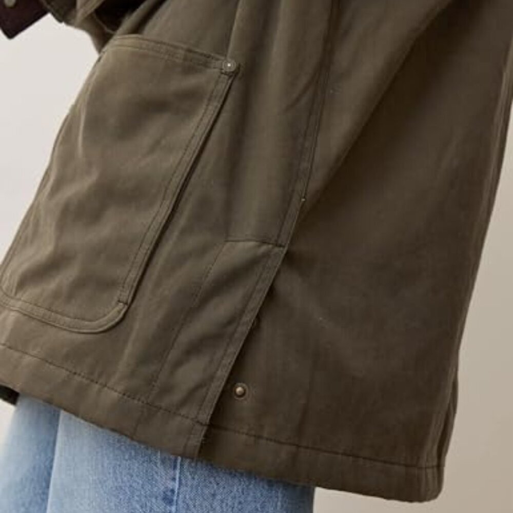 Oversized Utility Barn Jacket Vintage Workwear Corduroy Collar Casual Coat - Picture 4 of 8